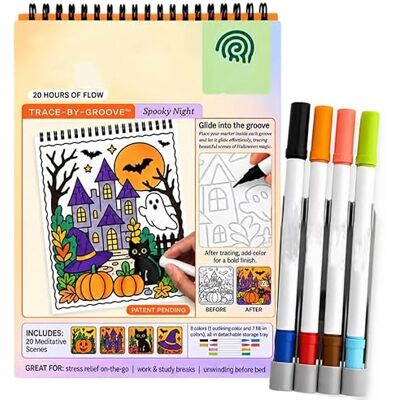 Generic Caderno de desenho TraceSJFS Bygrap Groove com guia de relevo Mini cadernos de atividades Flow Art: 20 cenas guiadas por sulcos, livro relaxante de desenho consciente Generic Caderno de desenho TraceSJFS Bygrap Groove com guia de relevo Mini cadernos de atividades Flow Art: 20 cenas guiadas por sulcos, livro relaxante de desenho consciente