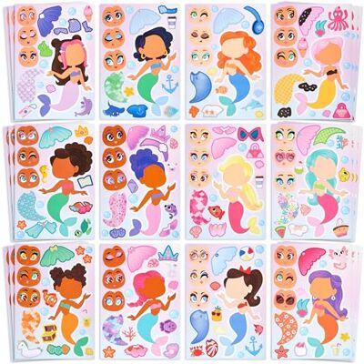 JOYIN 36 Peças de Adesivos Faciais, Crie Sua Própria Sereia e Combine Animais em Folhas Adesivas, Presentes de Aniversário e Festas para Crianças 3+(Sereia) JOYIN 36 Peças de Adesivos Faciais, Crie Sua Própria Sereia e Combine Animais em Folhas Adesivas, Presentes de Aniversário e Festas para Crianças 3+(Sereia)