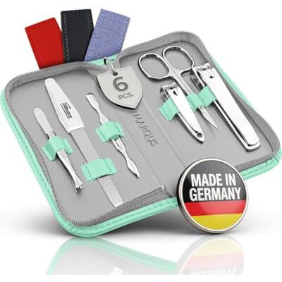 marQus Kit de manicure para homem e mulher com 6 peças de aço niquelado com acabamento brilhante polido, fabricado na Alemanha Kit ideal para viagem marQus Kit de manicure para homem e mulher com 6 peças de aço niquelado com acabamento brilhante polido, fabricado na Alemanha Kit ideal para viagem