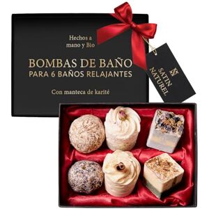 Satin Naturel Conjunto de Presente Luxuoso para Mulher – Set de 6 Bombas de Banho Bio Feitas à Mão com Óleos Essenciais e Manteiga de Karité – Banho Spa Relaxante Aromático – Ideia de Presente de Satin Naturel Conjunto de Presente Luxuoso para Mulher – Set de 6 Bombas de Banho Bio Feitas à Mão com Óleos Essenciais e Manteiga de Karité – Banho Spa Relaxante Aromático – Ideia de Presente de
