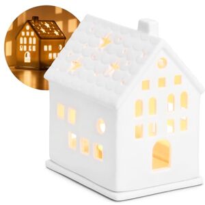 com-four ® Casa de luz de chá de porcelana casa de porcelana mate com base de vela de chá casa de luz decoração elegante do quarto em forma de casa (branco 13,5 cm) com-four ® Casa de luz de chá de porcelana casa de porcelana mate com base de vela de chá casa de luz decoração elegante do quarto em forma de casa (branco 13,5 cm)