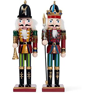 THE TWIDDLERS 2 figuras grandes de madeira de quebra-nozes de Natal, 30 cm, decoração clássica de Natal THE TWIDDLERS 2 figuras grandes de madeira de quebra-nozes de Natal, 30 cm, decoração clássica de Natal