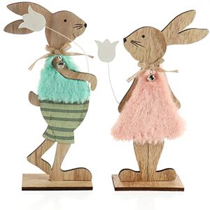 com-four 2 x expositores decorativos para a Páscoa casal de coelhinhos da Páscoa com flor coelhos da Páscoa para colocar (2 peças rosa/castanho claro) com-four 2 x expositores decorativos para a Páscoa casal de coelhinhos da Páscoa com flor coelhos da Páscoa para colocar (2 peças rosa/castanho claro)