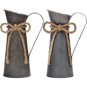 BELLE VOUS Vasos para flores de metal estilo rústico (pacote de 2) 8,3 x 20 cm vaso metálico para leite galvanizado vintage Shabby Chic decoração campestre para casa/casamentos e colocação de BELLE VOUS Vasos para flores de metal estilo rústico (pacote de 2) 8,3 x 20 cm vaso metálico para leite galvanizado vintage Shabby Chic decoração campestre para casa/casamentos e colocação de