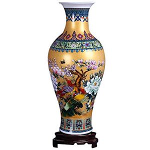ufengke Jingdezhen Grande vaso de cerâmica de de peixe, vaso de chão, decorativo caseiro feito à mão para casamento, 18,11" (46 cm), dourado ufengke Jingdezhen Grande vaso de cerâmica de de peixe, vaso de chão, decorativo caseiro feito à mão para casamento, 18,11" (46 cm), dourado