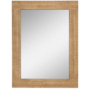 Stonebriar Espelho de parede retangular rústico de 24 x 18 polegadas com moldura de madeira natural para pendurar Stonebriar Espelho de parede retangular rústico de 24 x 18 polegadas com moldura de madeira natural para pendurar