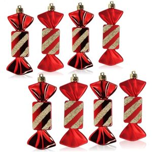 com-four 8X Christmas Tree Pendant Candy Christmas Ball Gift Candy Ornamentos para árvore de Natal em forma de caramelo para decoração com-four 8X Christmas Tree Pendant Candy Christmas Ball Gift Candy Ornamentos para árvore de Natal em forma de caramelo para decoração