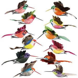 com-four 12 x beija-flores decorativas pássaros de flores artificiais em desenhos coloridos pequenos pássaros decorativos com penas e clipe de metal pássaro decorativo (12 peças beija-flores) com-four 12 x beija-flores decorativas pássaros de flores artificiais em desenhos coloridos pequenos pássaros decorativos com penas e clipe de metal pássaro decorativo (12 peças beija-flores)