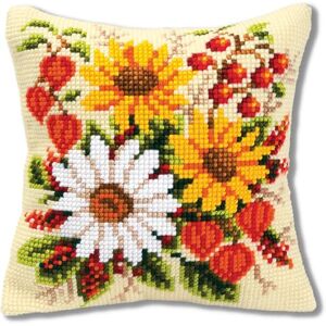 Vervaco Ponto cruz almofada decorativa flores do sol artesanato adultos decoração bordar kit iniciantes completo DIY bordado criativo presente Cross Stitch, algodão, design #1, ca. 40x40cm Vervaco Ponto cruz almofada decorativa flores do sol artesanato adultos decoração bordar kit iniciantes completo DIY bordado criativo presente Cross Stitch, algodão, design #1, ca. 40x40cm
