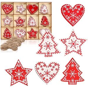com-four ® Conjunto de pendentes de madeira de 36 peças para o Natal ornamentos para decoração de árvore de Natal (36 peças vermelho/branco) com-four ® Conjunto de pendentes de madeira de 36 peças para o Natal ornamentos para decoração de árvore de Natal (36 peças vermelho/branco)
