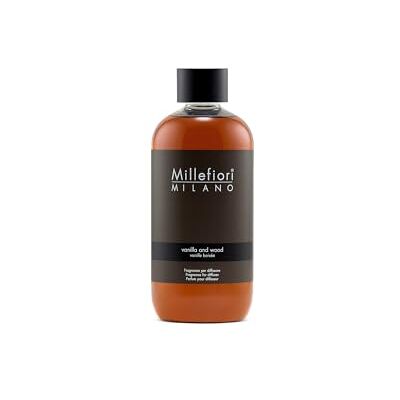 Millefiori Milano Recarga para difusor de varas, 250 ml, baunilha and wood, aroma doce Gourmand com baunilha, madeira preciosa e notas quentes Millefiori Milano Recarga para difusor de varas, 250 ml, baunilha and wood, aroma doce Gourmand com baunilha, madeira preciosa e notas quentes