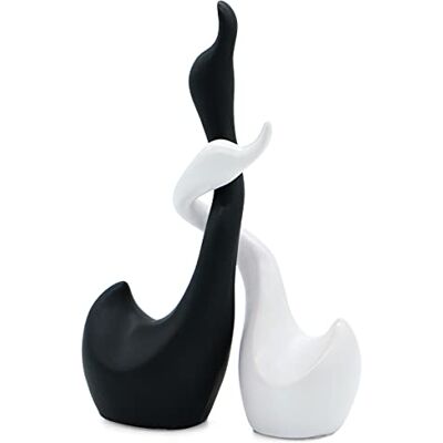 FeinKnick Par de cisnes de cerâmica em preto e branco escultura composta por dois cisnes figura decorativa de 23 cm de altura cisne da sorte e harmonia FeinKnick Par de cisnes de cerâmica em preto e branco escultura composta por dois cisnes figura decorativa de 23 cm de altura cisne da sorte e harmonia
