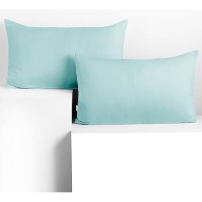 DecoKing 2 fronhas de 50 x 60 cm, 100% algodão penteado, fecho de correr, azul claro e âmbar DecoKing 2 fronhas de 50 x 60 cm, 100% algodão penteado, fecho de correr, azul claro e âmbar