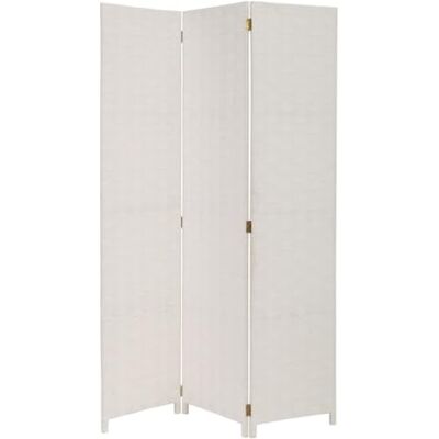 LOLAhome Biombo tríptico de papel trenzado color blanco, plegable y de 120x175 cm Panel divisor de ambientes. Ideal para separar zonas, crear privacidad y decorar cualquier dormitorio, despacho o salón LOLAhome Biombo tríptico de papel trenzado color blanco, plegable y de 120x175 cm Panel divisor de ambientes. Ideal para separar zonas, crear privacidad y decorar cualquier dormitorio, despacho o salón