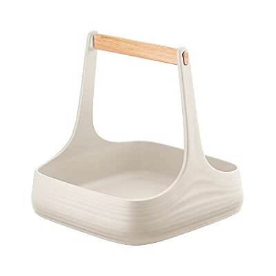 Guzzini Terra, todos juntos, organizador de mesa de plástico reciclado e madeira branco leite, 22 x 22 x 22,5 cm Guzzini Terra, todos juntos, organizador de mesa de plástico reciclado e madeira branco leite, 22 x 22 x 22,5 cm
