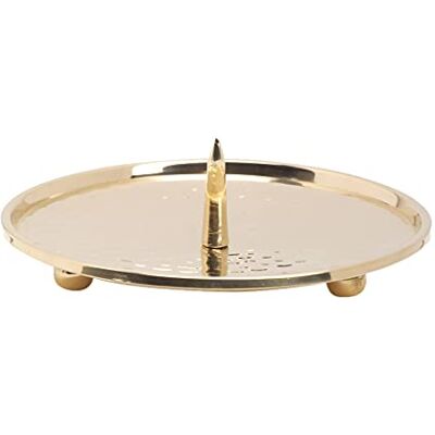 NKlaus Prato para velas Ø 12 cm com borda de e pés latão dourado suporte de velas pilar NKlaus Prato para velas Ø 12 cm com borda de e pés latão dourado suporte de velas pilar