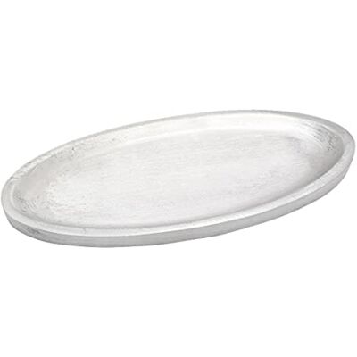NKlaus Prato para velas oval 16 x 7 cm prato de alumínio prata mate decoração de mesa NKlaus Prato para velas oval 16 x 7 cm prato de alumínio prata mate decoração de mesa
