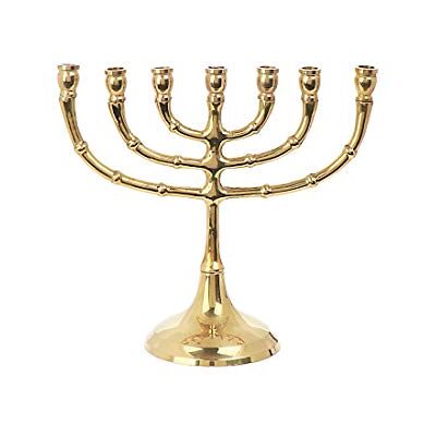 NKlaus Menorah Candelabro 7 braços latão ouro velas até Ø 1,5 cm altura do candelabro: 15 cm largura menorah :18 cm uso igreja decoração NKlaus Menorah Candelabro 7 braços latão ouro velas até Ø 1,5 cm altura do candelabro: 15 cm largura menorah :18 cm uso igreja decoração