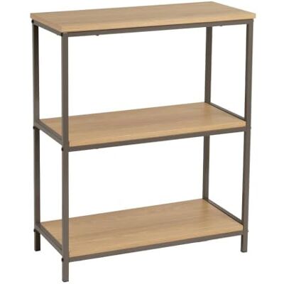 LOLAhome Prateleira cubo de metal com 3 prateleiras de madeira natural de 60 x 30 x 76 cm LOLAhome Prateleira cubo de metal com 3 prateleiras de madeira natural de 60 x 30 x 76 cm