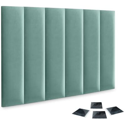 DHOME Conjunto de 6 painéis estofada em veludo pack autocolantes para parede acústicos absorventes proteção impactos cabeças decoração de casa quarto (turquesa, 60 x 20 cm, x 6 DHOME Conjunto de 6 painéis estofada em veludo pack autocolantes para parede acústicos absorventes proteção impactos cabeças decoração de casa quarto (turquesa, 60 x 20 cm, x 6