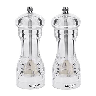 Westmark Conjunto de moinhos, 2 unidades, 2 moinhos de sal e pimenta, mecanismo cerâmico, plástico, acrílico, transparente, Westmark Conjunto de moinhos, 2 unidades, 2 moinhos de sal e pimenta, mecanismo cerâmico, plástico, acrílico, transparente,