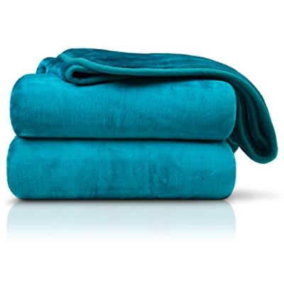 Manta de microfibra de luxo Amago - 180x220cm, Petrol Manta de microfibra de luxo Amago - 180x220cm, Petrol