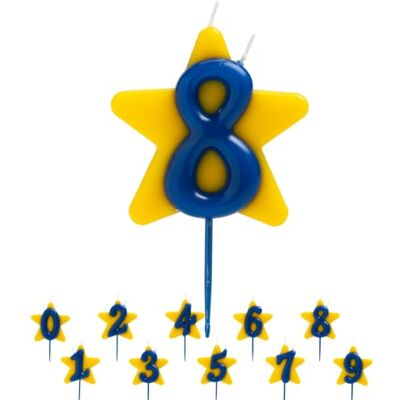 dekora Vela de Aniversário Solidária Velas Especiais de Estrela Velas de Mecha Dupla Fundação Pequeno Desejo Número 8 dekora Vela de Aniversário Solidária Velas Especiais de Estrela Velas de Mecha Dupla Fundação Pequeno Desejo Número 8