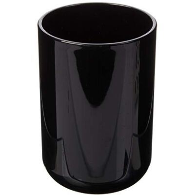 MSV Copo impermeável design elegante para casa de banho Ø 7,1 x 10,5 cm preto ideal para artigos de higiene pessoal plástico duradouro acabamento liso MSV Copo impermeável design elegante para casa de banho Ø 7,1 x 10,5 cm preto ideal para artigos de higiene pessoal plástico duradouro acabamento liso