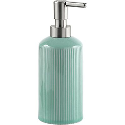Gedy Sabina doseadora de sabão 360 ml, sobremesa, cerâmica água-marinha ø7,5 x 19 cm Dispensador, botão de níquel polido, 360 ml, sem instalação Gedy Sabina doseadora de sabão 360 ml, sobremesa, cerâmica água-marinha ø7,5 x 19 cm Dispensador, botão de níquel polido, 360 ml, sem instalação