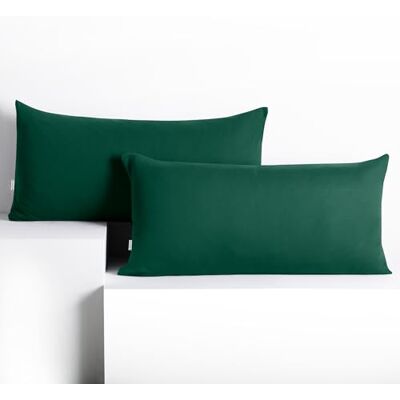 DecoKing 2 Fronhas de Almofada de 40 x 120 cm, Jersey 100% Algodão Pentinha, com Zíper, Cor Verde e Âmbar DecoKing 2 Fronhas de Almofada de 40 x 120 cm, Jersey 100% Algodão Pentinha, com Zíper, Cor Verde e Âmbar