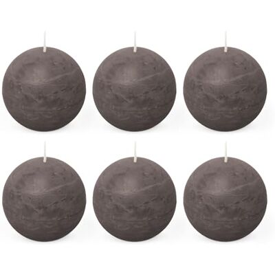 Spaas 6 velas rústicas sem perfume, 24 horas, cor cinzento escuro, cera de parafina, castanho topo, D x H 80 mm Spaas 6 velas rústicas sem perfume, 24 horas, cor cinzento escuro, cera de parafina, castanho topo, D x H 80 mm