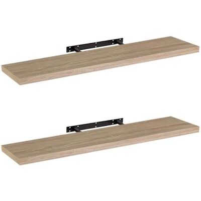 LOLAhome Set de 2 estantes de pared flotantes color madera natural 120x23,5x3,8 cm Repita retangular de linhas retas com ferragens ocultas. Resiste até 10 kg. Para decoração e armazenamento LOLAhome Set de 2 estantes de pared flotantes color madera natural 120x23,5x3,8 cm Repita retangular de linhas retas com ferragens ocultas. Resiste até 10 kg. Para decoração e armazenamento