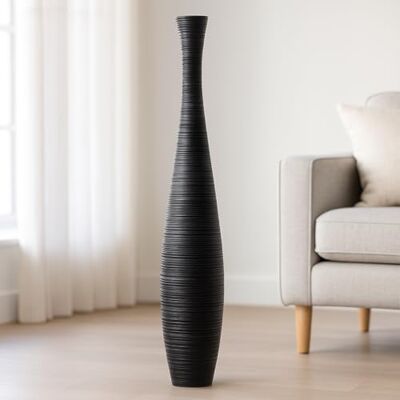 LEEWADEE Vaso de chão grande 85 cm madeira de cabo pampa & flores secas LEEWADEE Vaso de chão grande 85 cm madeira de cabo pampa & flores secas
