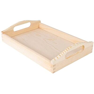 Creative Pequena bandeja de madeira com alças decorativas 30 x 20 x Retangular Bandeja para servir transporte pequeno-almoço almoço refeição café e sobremesas decoração de cozinha Creative Pequena bandeja de madeira com alças decorativas 30 x 20 x Retangular Bandeja para servir transporte pequeno-almoço almoço refeição café e sobremesas decoração de cozinha