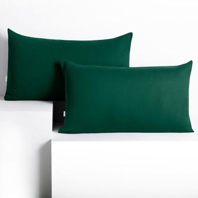DecoKing Conjunto de 2 fronhas 50 x 60 x 2 jersey 100 % algodão penteado fecho de correr verde garrafa âmbar DecoKing Conjunto de 2 fronhas 50 x 60 x 2 jersey 100 % algodão penteado fecho de correr verde garrafa âmbar