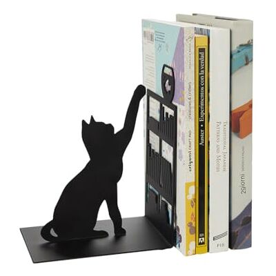 Balvi Suporte para Livros Gato Pescador Cor Preto Suporte Decorativo para Livros com Figura de Gato, estante e peixe Balvi Suporte para Livros Gato Pescador Cor Preto Suporte Decorativo para Livros com Figura de Gato, estante e peixe