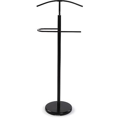 Versa Osby Galão de noite moderno multifuncional com 2 cabides ou cabides para roupa de homem ou mulher, medidas (L x An) 112 x 37 x 45 cm, metal, cor preta Versa Osby Galão de noite moderno multifuncional com 2 cabides ou cabides para roupa de homem ou mulher, medidas (L x An) 112 x 37 x 45 cm, metal, cor preta