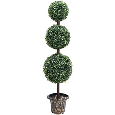 vidaXL Planta de coruja artificial forma de bola com vaso ornamento árvore topiário planta decoração de jardinagem vaso jardim pátio exterior verde 118 cm vidaXL Planta de coruja artificial forma de bola com vaso ornamento árvore topiário planta decoração de jardinagem vaso jardim pátio exterior verde 118 cm