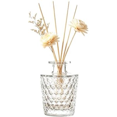 Upstore 1 difusor de vidro transparente de 150 ml garrafas vazias recarregáveis Vaso reutilizável, estável e decorativo, recipiente difusor de óleos essenciais para mistura de aromas, acento de mesa Upstore 1 difusor de vidro transparente de 150 ml garrafas vazias recarregáveis Vaso reutilizável, estável e decorativo, recipiente difusor de óleos essenciais para mistura de aromas, acento de mesa