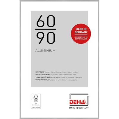 DEHA Design Moldura para fotos, 60 x 90 cm, alumínio, prata mate, moldura para póster para pendurar em formato vertical e paisagem, vidro sintético inquebrável, Tribeca DEHA Design Moldura para fotos, 60 x 90 cm, alumínio, prata mate, moldura para póster para pendurar em formato vertical e paisagem, vidro sintético inquebrável, Tribeca