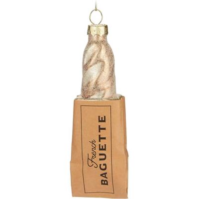 BRUBAKER Baguette francesa bola de Natal de vidro pintado à mão ornamento de 13 cm pão francês decoração natalícia França ornamento de árvore de Natal soprado a boca pingente divertido BRUBAKER Baguette francesa bola de Natal de vidro pintado à mão ornamento de 13 cm pão francês decoração natalícia França ornamento de árvore de Natal soprado a boca pingente divertido