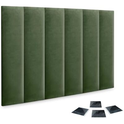 DHOME Conjunto de 6 painéis estofada em veludo pack autocolantes para parede acústicos absorventes proteção impactos cabeças decoração de casa quarto (verde selva, 60 x 30 cm, x 6) DHOME Conjunto de 6 painéis estofada em veludo pack autocolantes para parede acústicos absorventes proteção impactos cabeças decoração de casa quarto (verde selva, 60 x 30 cm, x 6)
