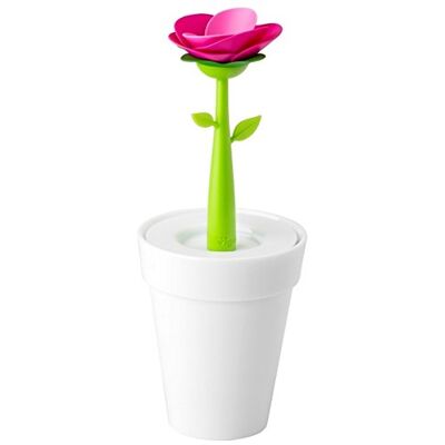 VIGAR Porta-ferramentas Flower Shop para guardar acessórios de casa de banho 11 x 11 x 28 cm com tampa modelo forma de vaso e flor Milk White VIGAR Porta-ferramentas Flower Shop para guardar acessórios de casa de banho 11 x 11 x 28 cm com tampa modelo forma de vaso e flor Milk White