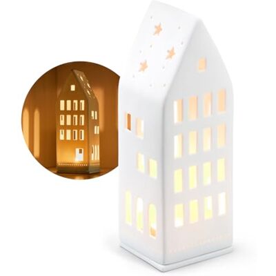 com-four ® Casa de luz de chá de porcelana casa de porcelana mate com base de vela de chá casa de luz decoração elegante do quarto em forma de casa (23 cm) Decoración Elegante de la Habitación en Forma de Casa com-four ® Casa de luz de chá de porcelana casa de porcelana mate com base de vela de chá casa de luz decoração elegante do quarto em forma de casa (23 cm) Decoración Elegante de la Habitación en Forma de Casa