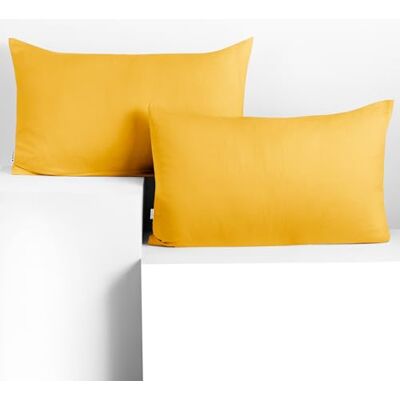DecoKing Conjunto de 2 fronhas 50 x 60 x 2 jersey 100 % algodão penteado fecho de correr amarelo âmbar DecoKing Conjunto de 2 fronhas 50 x 60 x 2 jersey 100 % algodão penteado fecho de correr amarelo âmbar