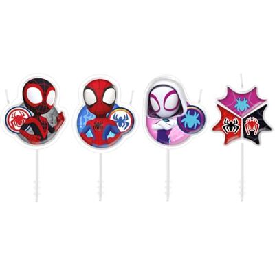 dekora Spidey Set de velas de aniversário, 4 peças, design Spidey e sua superequipa, decoração para bolos e cupcakes dekora Spidey Set de velas de aniversário, 4 peças, design Spidey e sua superequipa, decoração para bolos e cupcakes