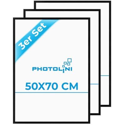 PHOTOLINI Molduras 50 x 70 cm preto madeira MDF, conjunto de 3 molduras para posteres, vidro acrílico, para pendurar, inclui acessórios para fotos, folhas e cartazes PHOTOLINI Molduras 50 x 70 cm preto madeira MDF, conjunto de 3 molduras para posteres, vidro acrílico, para pendurar, inclui acessórios para fotos, folhas e cartazes