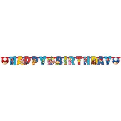 amscan Guirlanda articulada Happy Birthday personalizável 190 x 18 cm, design de supermário, multicolor, 7AM9901542 amscan Guirlanda articulada Happy Birthday personalizável 190 x 18 cm, design de supermário, multicolor, 7AM9901542