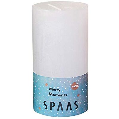 Spaas Merry Moments vela rústica perfumada em forma de coluna 70/130 mm, ± 60 horas, cera de parafina, branco Spaas Merry Moments vela rústica perfumada em forma de coluna 70/130 mm, ± 60 horas, cera de parafina, branco
