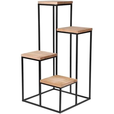 Spetebo Escada de metal para flores com 4 prateleiras, 67 x 34 cm, banco para flores com 4 níveis de madeira, suporte decorativo para plantas, suporte para vasos, suporte para plantas Spetebo Escada de metal para flores com 4 prateleiras, 67 x 34 cm, banco para flores com 4 níveis de madeira, suporte decorativo para plantas, suporte para vasos, suporte para plantas